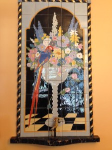 On wall of breakfast room